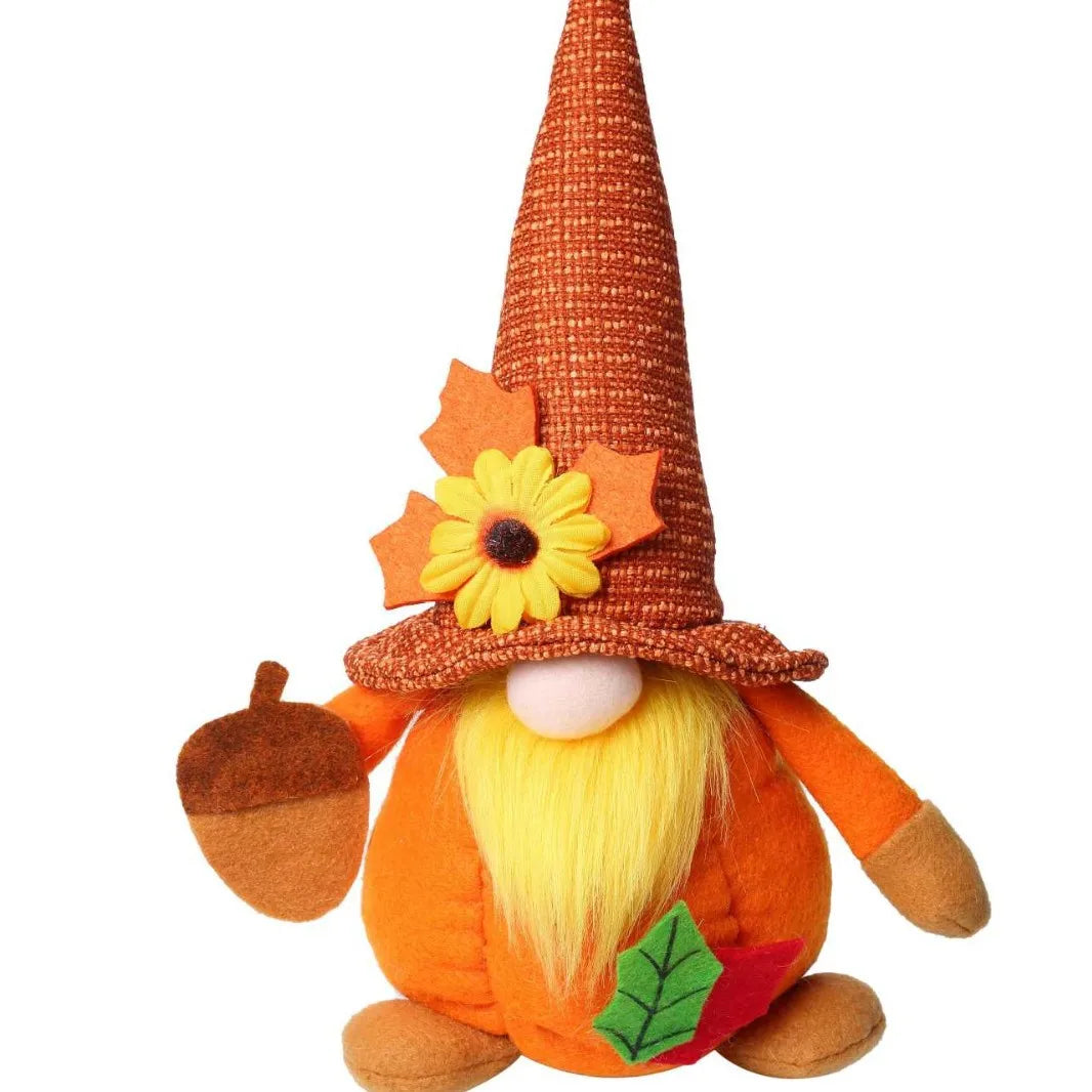 Harvest Festival Decoration Pumpkin Maple Leaf Faceless Old Man Doll Ornament Soft Toy for Autumn Themed Decorations.