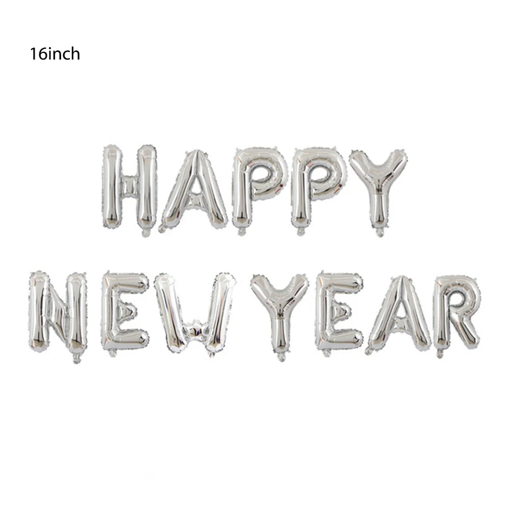 Gold Sliver Happy New Year 2026 Foil Balloons Hello 2026 Letter Balloon Banner Garland Christmas New Year Eve Decorations