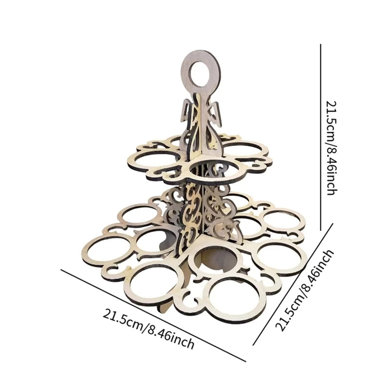 A19F-Easter Eggs Stand Shelf Reusable Ornament Storage 2 Tier Rack Wood Display For Kitchen Desktop Counter Countertop