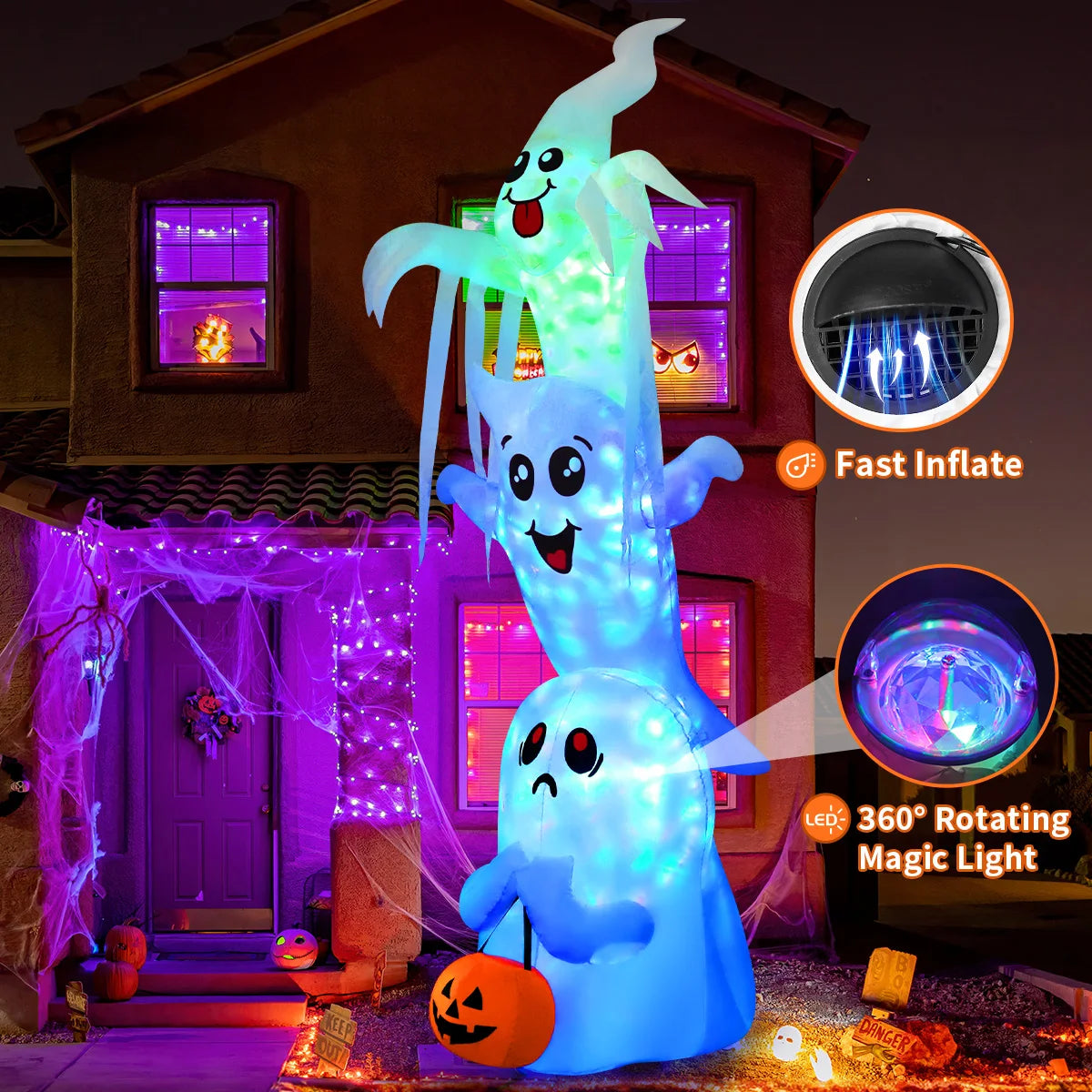 Halloween Inflatables 9.8 FT Inflatable Ghost Scary Blow up Ghost Outdoor Halloween Decorations Clearance with Built-in LEDs