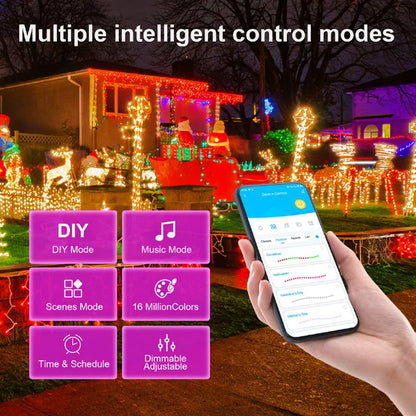 Led Christmas Lights 65.6ft, IP65 Waterproof, APP Supports Music Sync, Christmas Decorations, Indoor and Outdoor Fairy Lights