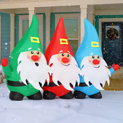 7.5 FT Christmas Gnome Inflatable Three Midgets Holding Hands Outdoor Christmas Decorations Party Decorations