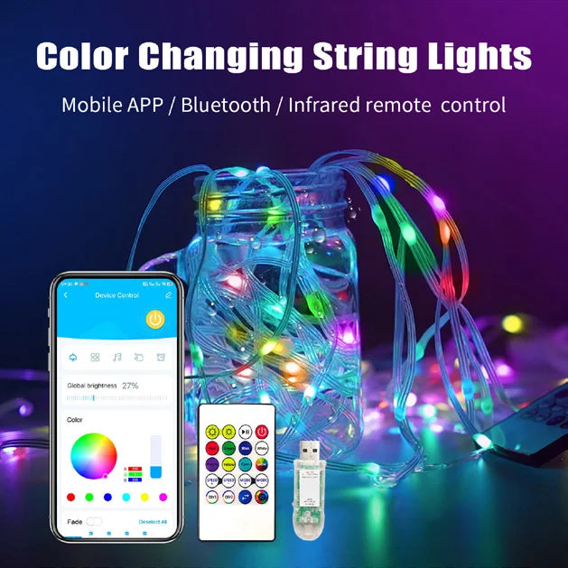 Led Christmas Lights 65.6ft, IP65 Waterproof, APP Supports Music Sync, Christmas Decorations, Indoor and Outdoor Fairy Lights