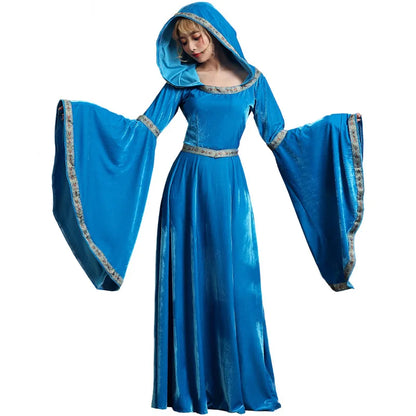 Halloween Costumes Women's Retro European Medieval Dress Pink Blue Court Dress Tea Party Princess Dresses for Female Robe 2022
