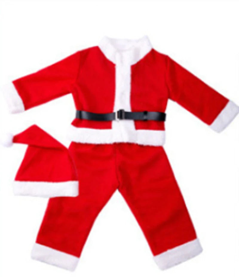 Girl Boy Christmas Costumes Red Santa Claus Children Warm Christmas Party Suit Christmas Kids Clothes