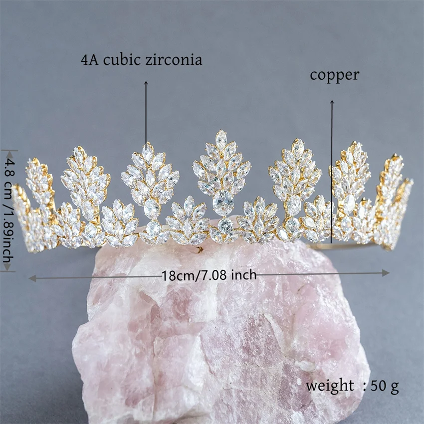 Cubic Zirconia Tiaras For Wedding Bride Hair Jewelry Accessories Bridal Tiaras Crowns For Women Pageant Prom Party Headdress