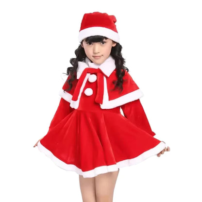 Girl Boy Christmas Costumes Red Santa Claus Children Warm Christmas Party Suit Christmas Kids Clothes