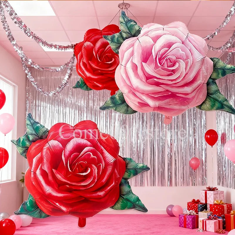 Romantic Rose Balloon Bouquet - Valentine's Day Painting Balloon for Proposals & Celebrations