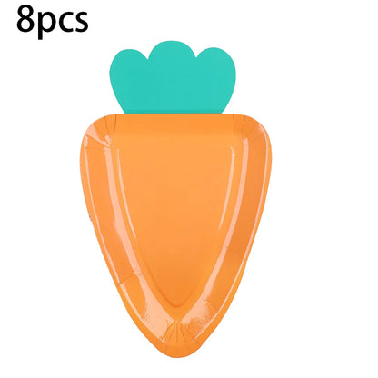 Easter Paper Plates Carrot Shape Disposable Plates Easter Spring Party Dessert Supplies for Holiday Home Dining Table Decoration
