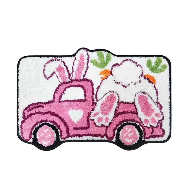 Bunny Truck Easter Bath Mat - Farmhouse Spring Bathroom Rug