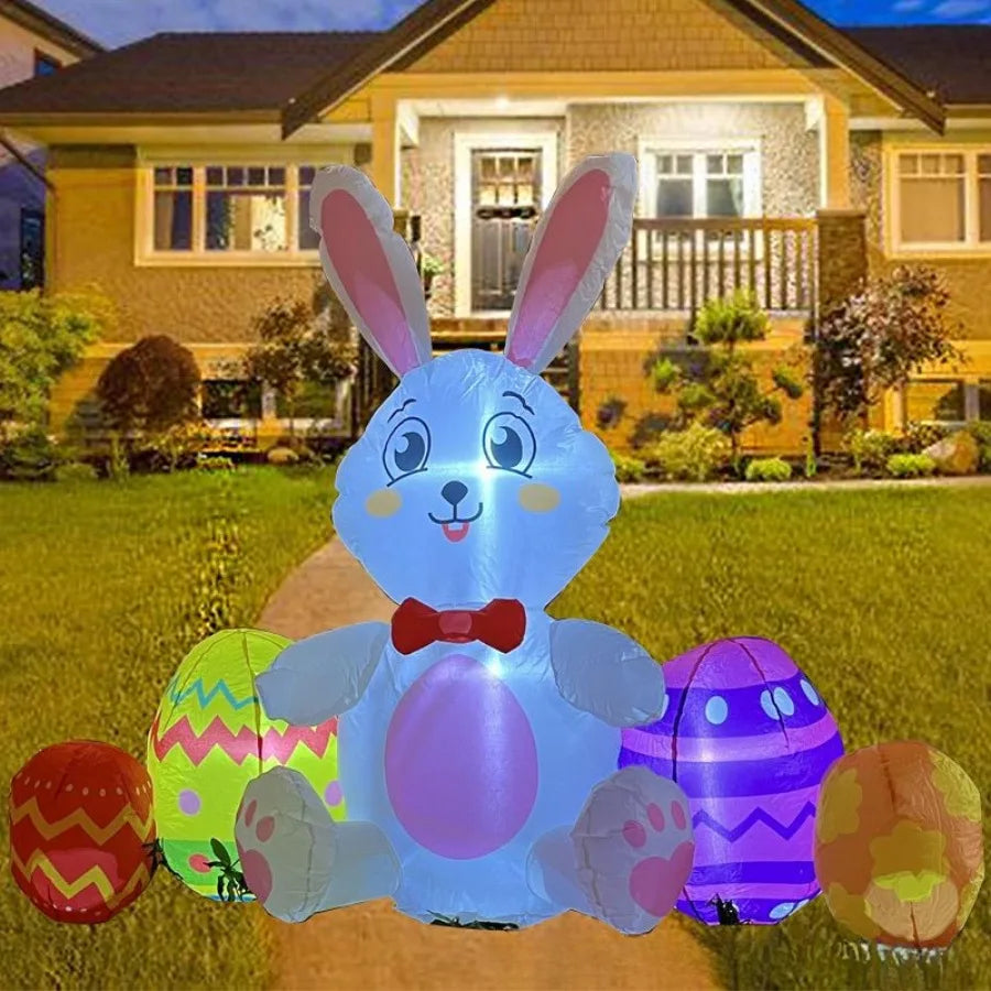 Title: Enchanted Easter Bunny LED Inflatable - Light-Up Garden Decoration