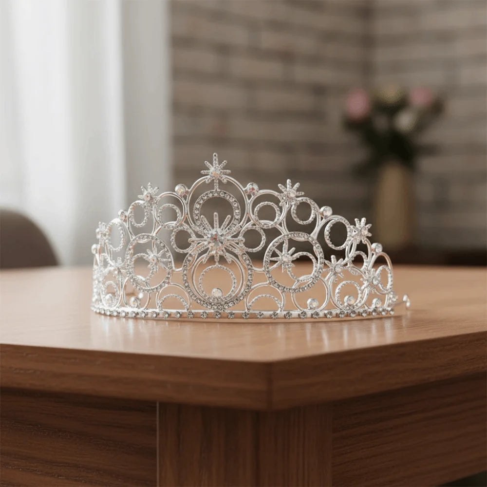 Trendy Luxury Baroque Queen Tiaras Elegant Dazzling Wedding Head Wear Sparkling Shiny Bridal Princess Crown Hair