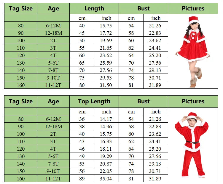 Girl Boy Christmas Costumes Red Santa Claus Children Warm Christmas Party Suit Christmas Kids Clothes