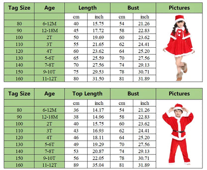 Girl Boy Christmas Costumes Red Santa Claus Children Warm Christmas Party Suit Christmas Kids Clothes