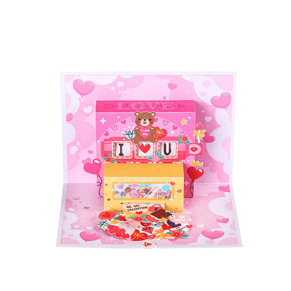Valentine's Day Pop-Up 3D Cupid Cat Greeting Card - Romantic Love Gift