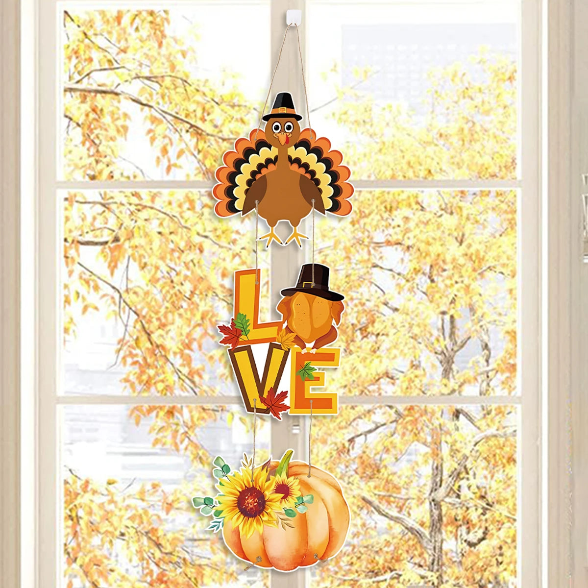 Happy Thanksgiving Day Door Banner Autumn Vine Wreath Dwarf Doll Ornament Gnomes Decorations for Home Tiered Tray Tabletop Decor