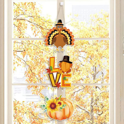 Happy Thanksgiving Day Door Banner Autumn Vine Wreath Dwarf Doll Ornament Gnomes Decorations for Home Tiered Tray Tabletop Decor