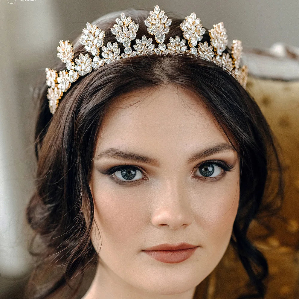 Cubic Zirconia Tiaras For Wedding Bride Hair Jewelry Accessories Bridal Tiaras Crowns For Women Pageant Prom Party Headdress