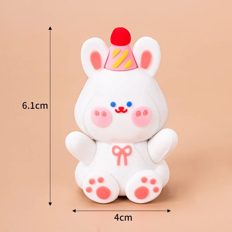Easter Bunny Cake Topper Cute Rabbit Carrot Happy Birthday Cake Decoration for Kids 1st Birthday Party Supplies Baby Shower Gift