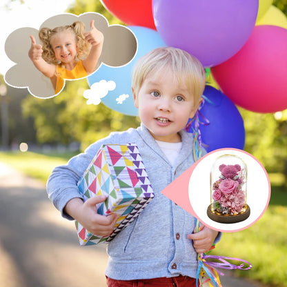 Forever Yours - Eternal Preserved Rose Gift Box with Teddy Bear & LED Lights