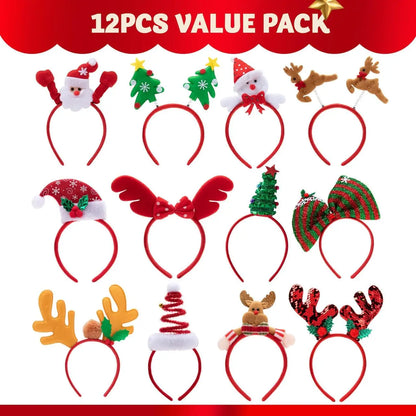 Holiday Cheer - 12-Pack Festive Christmas Headbands Party Set