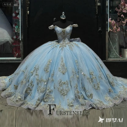 FURSTENBERG Baby Pink 15 Years Quinceneara Dress Bow Bead Cape Formal Party Dress 15 year old quinceanera dresses Customized