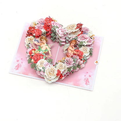 Valentine's Day Pop-Up 3D Cupid Cat Greeting Card - Romantic Love Gift