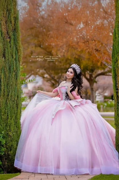 FURSTENBERG Princess Bow Quinceneara Dress Ball Gown Kids Girl Ruffles Beads Royal Train 15 Anos Vestido Customized Plus Size