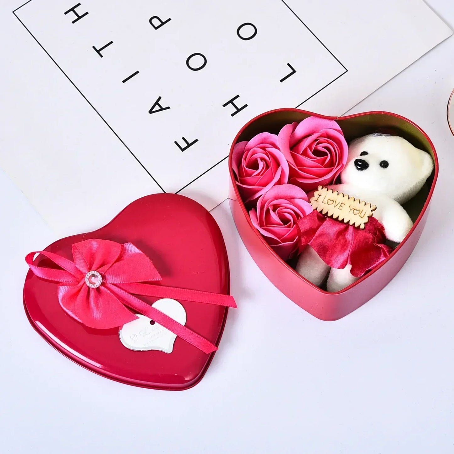 Eternal Bloom - Rose Bear Gift Box with Keepsake Flowers