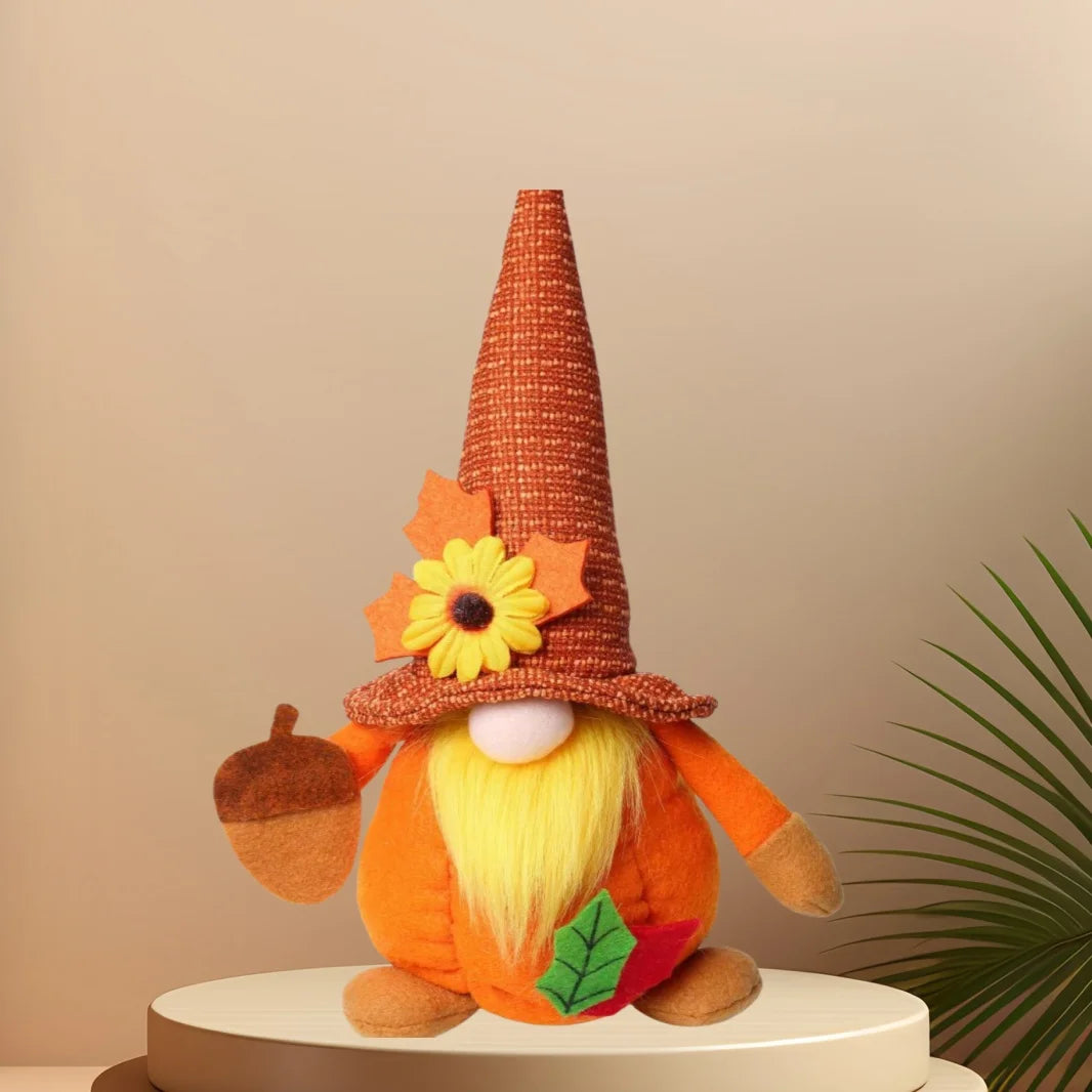 Harvest Festival Decoration Pumpkin Maple Leaf Faceless Old Man Doll Ornament Soft Toy for Autumn Themed Decorations.