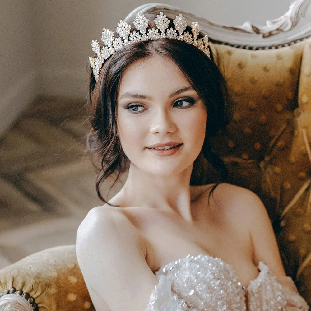 Cubic Zirconia Tiaras For Wedding Bride Hair Jewelry Accessories Bridal Tiaras Crowns For Women Pageant Prom Party Headdress