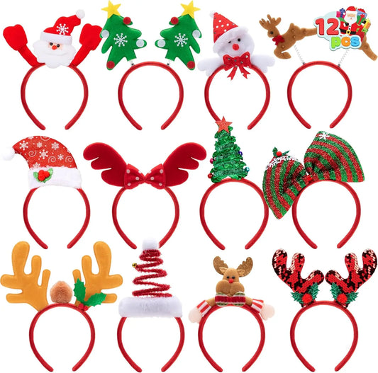 Holiday Cheer - 12-Pack Festive Christmas Headbands Party Set