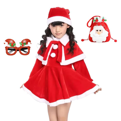Girl Boy Christmas Costumes Red Santa Claus Children Warm Christmas Party Suit Christmas Kids Clothes