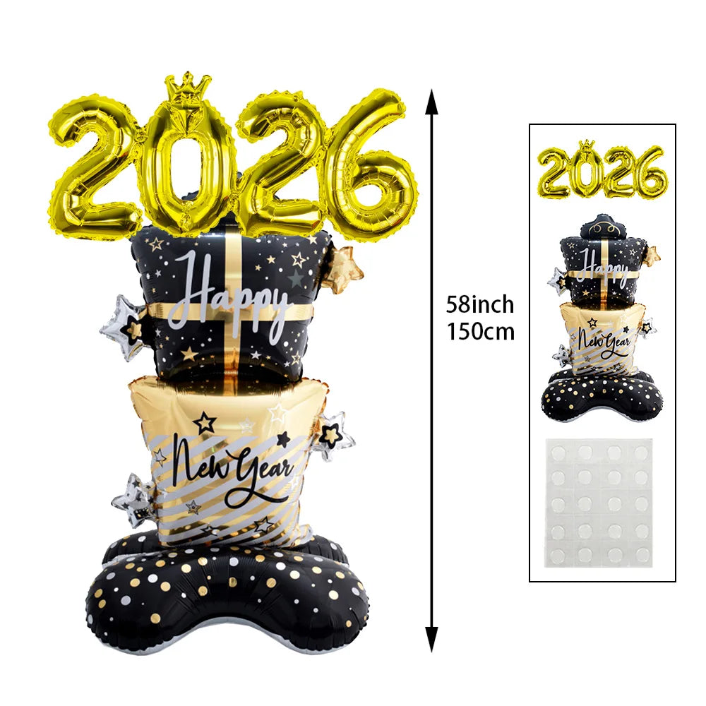 Standing New year balloon Gold 2026 Balloon New year party Balloon decoration 2026 Happy new year eve Party home Decor supplies