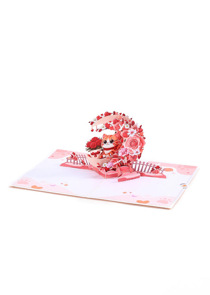 Valentine's Day Pop-Up 3D Cupid Cat Greeting Card - Romantic Love Gift