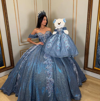 FURSTENBERG Shiny Quinceneara Dress for Youth Sweetheart Off shoulder Formal Dresses Gala Dress Vestido De 15 Customized