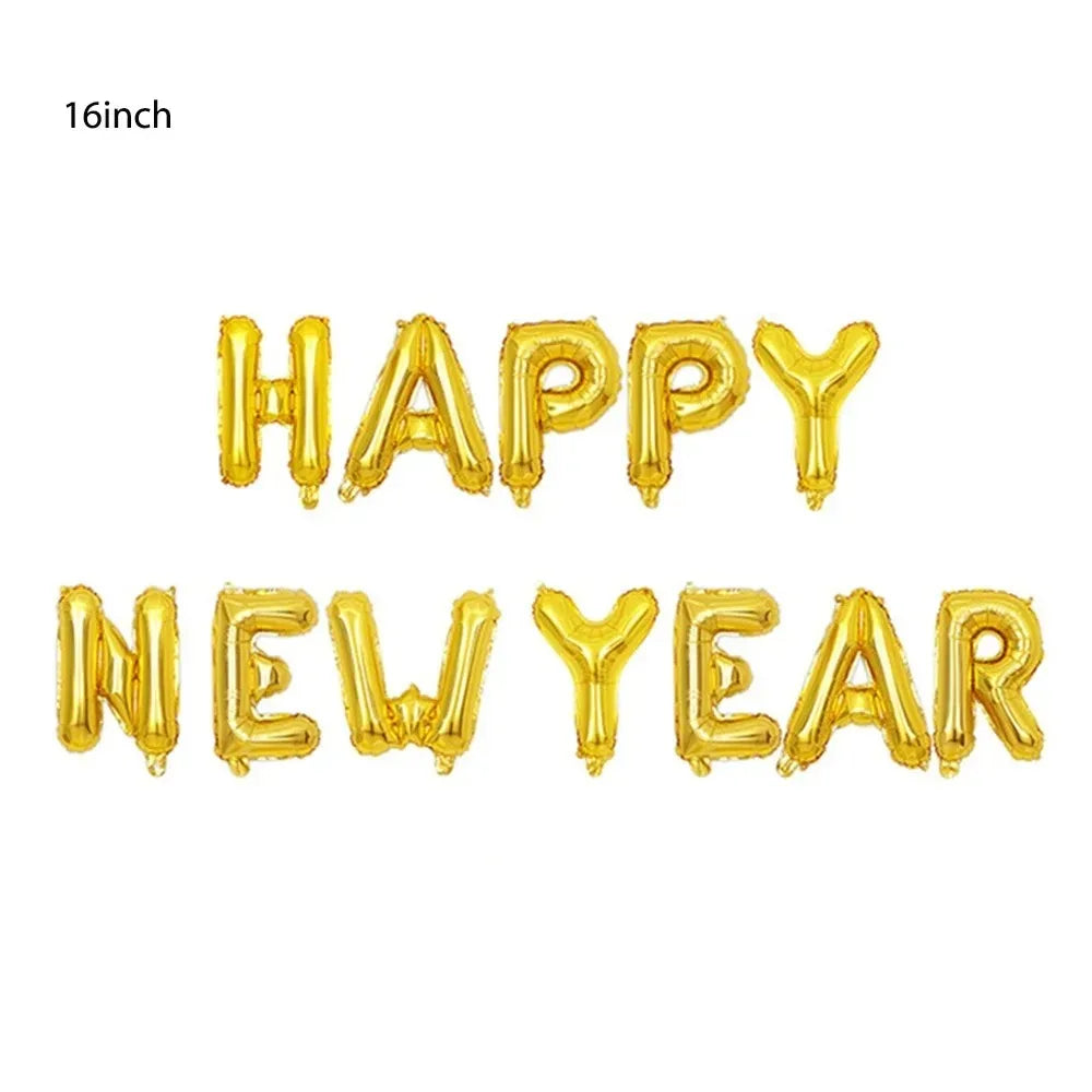 Gold Sliver Happy New Year 2026 Foil Balloons Hello 2026 Letter Balloon Banner Garland Christmas New Year Eve Decorations