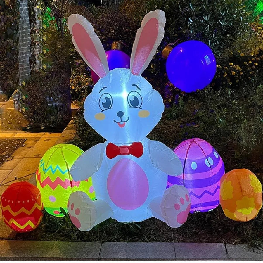 Title: Enchanted Easter Bunny LED Inflatable - Light-Up Garden Decoration