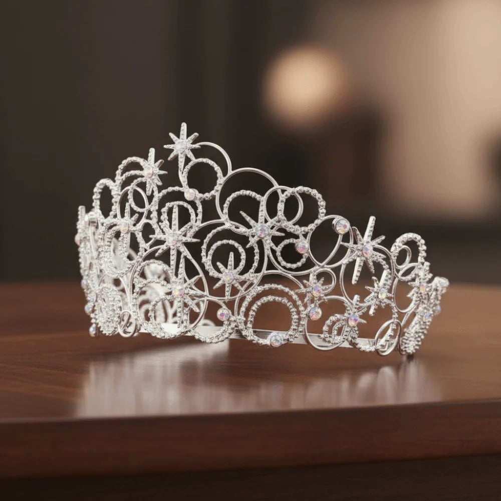 Trendy Luxury Baroque Queen Tiaras Elegant Dazzling Wedding Head Wear Sparkling Shiny Bridal Princess Crown Hair