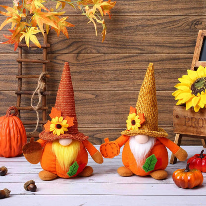 Harvest Festival Decoration Pumpkin Maple Leaf Faceless Old Man Doll Ornament Soft Toy for Autumn Themed Decorations.