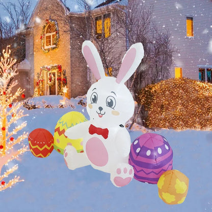Title: Enchanted Easter Bunny LED Inflatable - Light-Up Garden Decoration