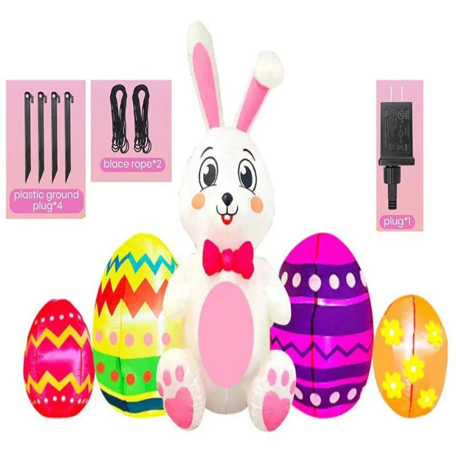 Title: Enchanted Easter Bunny LED Inflatable - Light-Up Garden Decoration