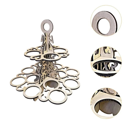 A19F-Easter Eggs Stand Shelf Reusable Ornament Storage 2 Tier Rack Wood Display For Kitchen Desktop Counter Countertop