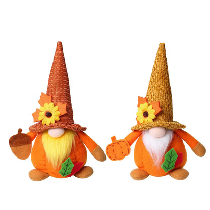 Harvest Festival Decoration Pumpkin Maple Leaf Faceless Old Man Doll Ornament Soft Toy for Autumn Themed Decorations.