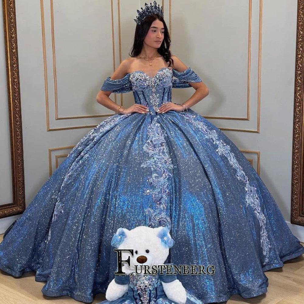 FURSTENBERG Shiny Quinceneara Dress for Youth Sweetheart Off shoulder Formal Dresses Gala Dress Vestido De 15 Customized