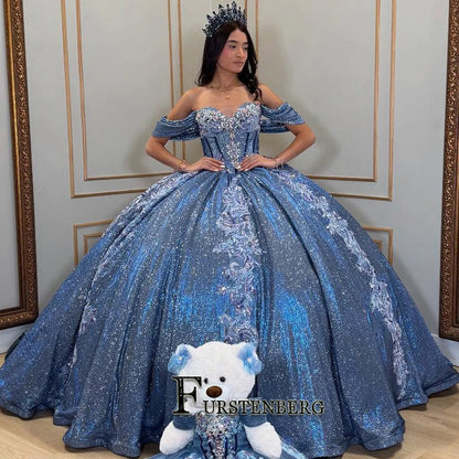 FURSTENBERG Shiny Quinceneara Dress for Youth Sweetheart Off shoulder Formal Dresses Gala Dress Vestido De 15 Customized