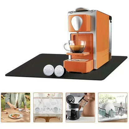 Autumn Thanksgiving Day  Dish Drying Mat Soft Rubber Non-Slip Absorbent Stain-Resistant for Kitchen Coffee Bar Countertops