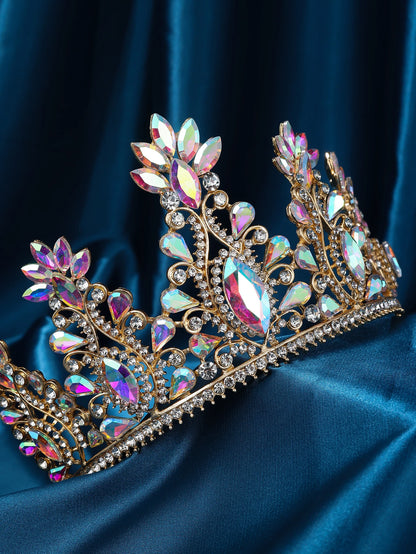 Baroque Red Crystal Tiaras And Crowns Prom Rhinestone Bridal Diadem Crown Taira For Women Wedding Hair Accessories Jewelry Crown