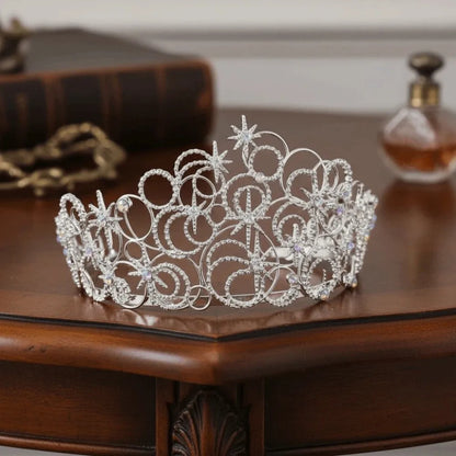 Trendy Luxury Baroque Queen Tiaras Elegant Dazzling Wedding Head Wear Sparkling Shiny Bridal Princess Crown Hair