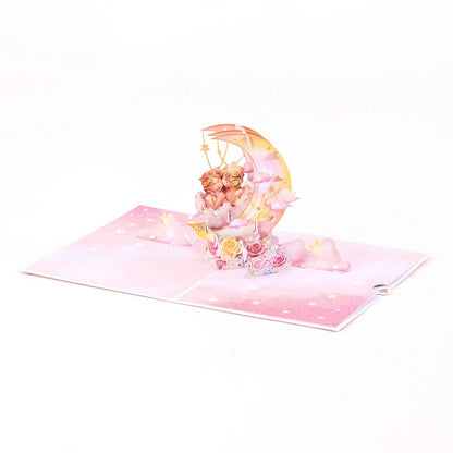 Valentine's Day Pop-Up 3D Cupid Cat Greeting Card - Romantic Love Gift